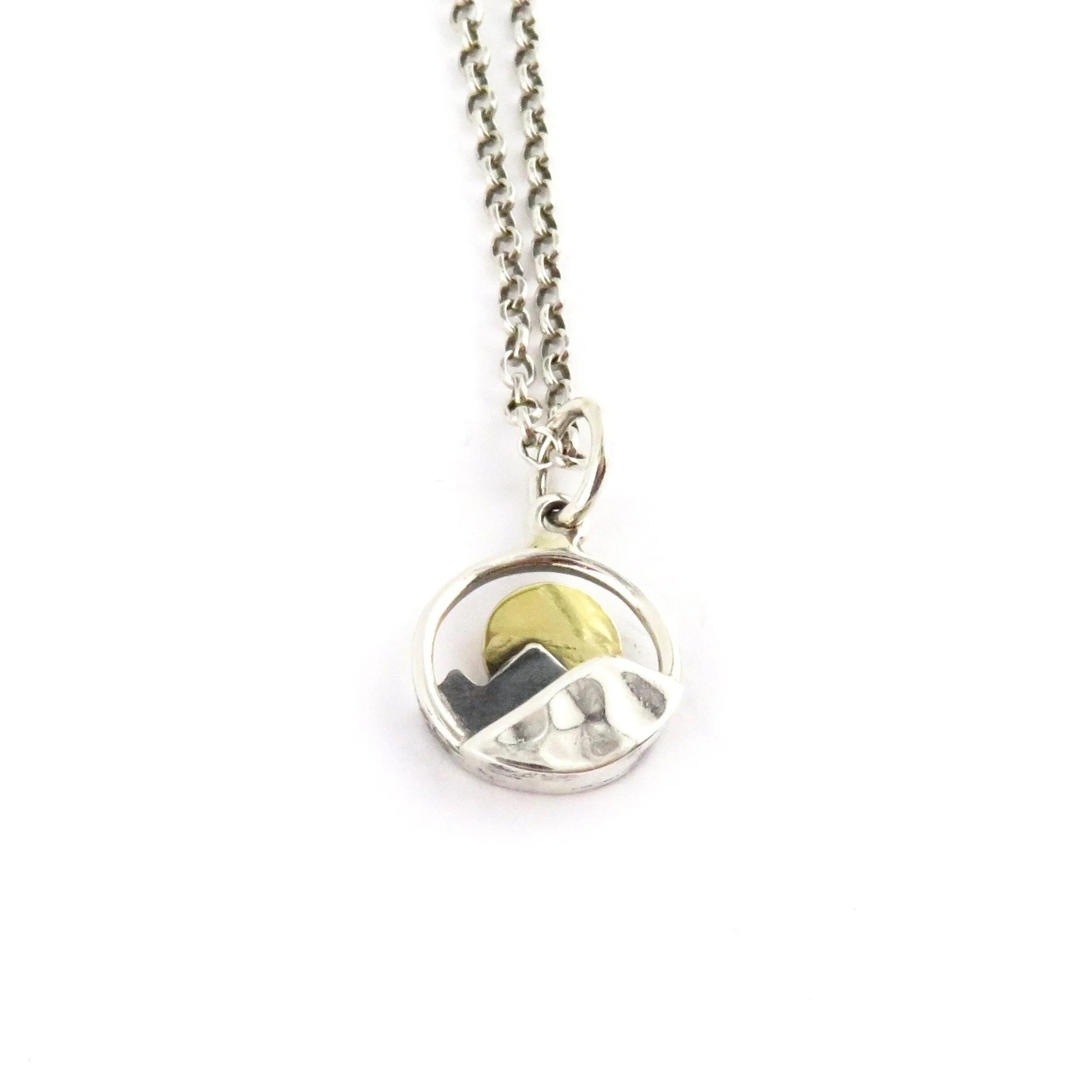 Mixed Metal Moon Over Mountains Necklace