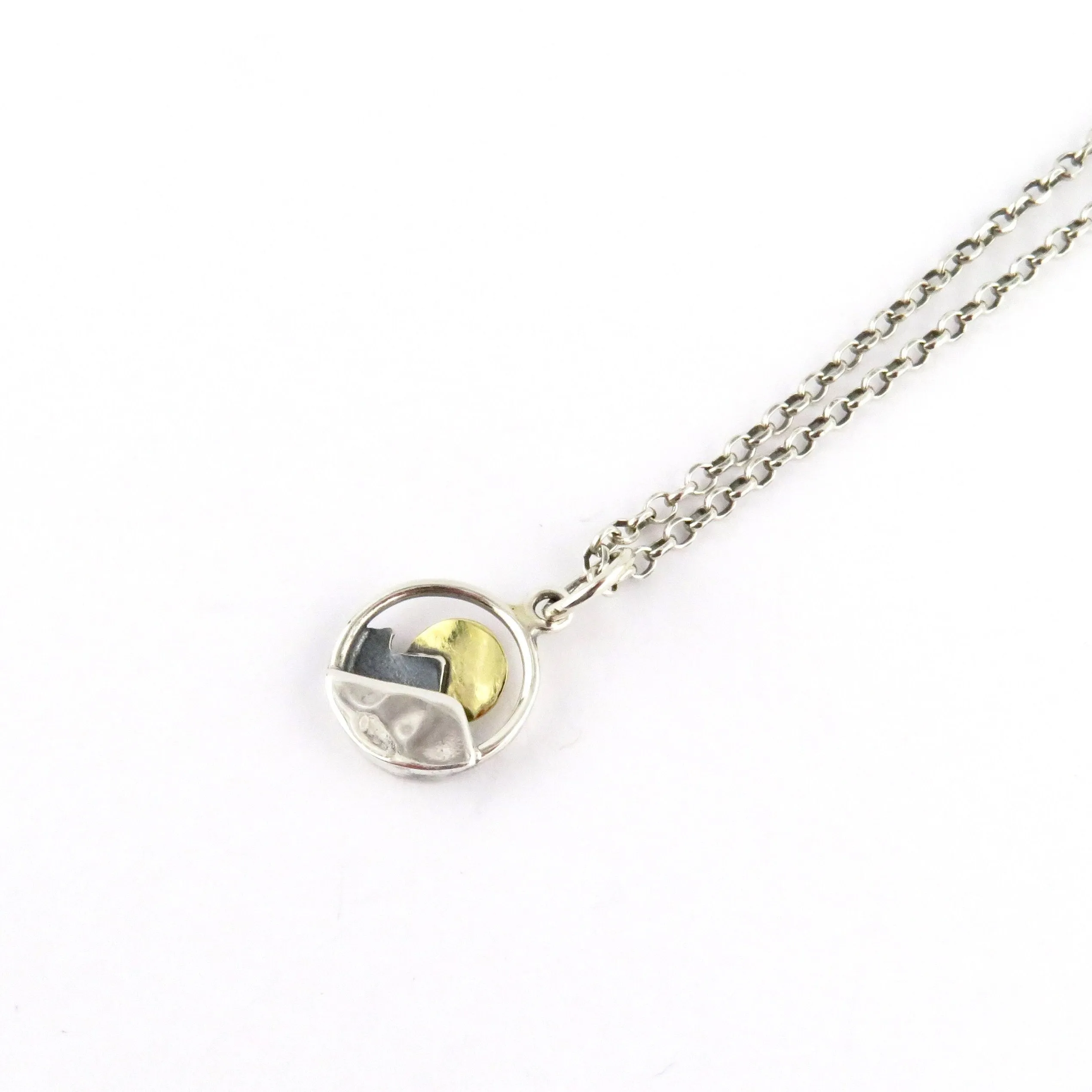 Mixed Metal Moon Over Mountains Necklace