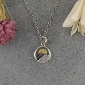 Mixed Metal Moon Over Mountains Necklace