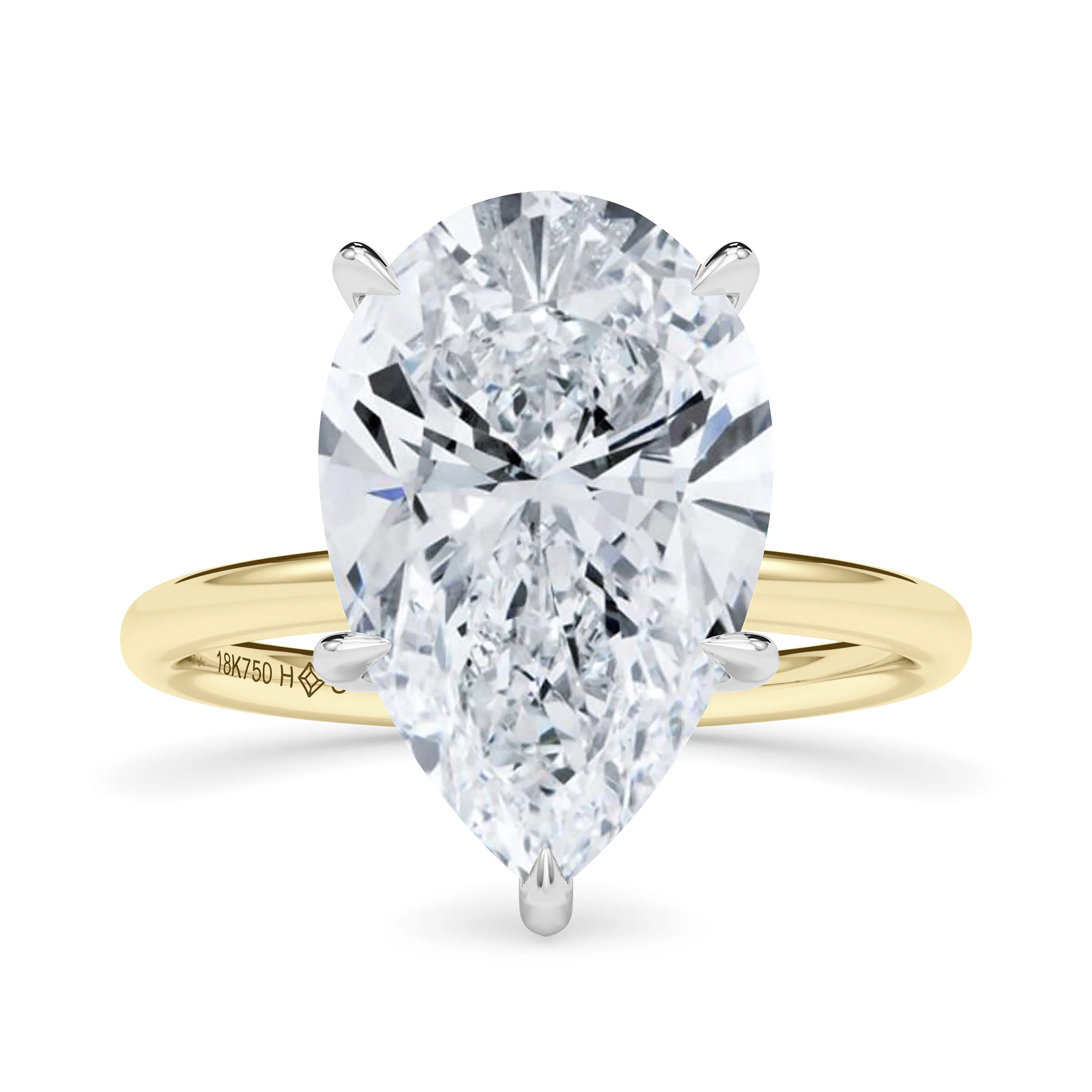 Mixed Metal Pear Cut Hidden Halo Diamond Ring