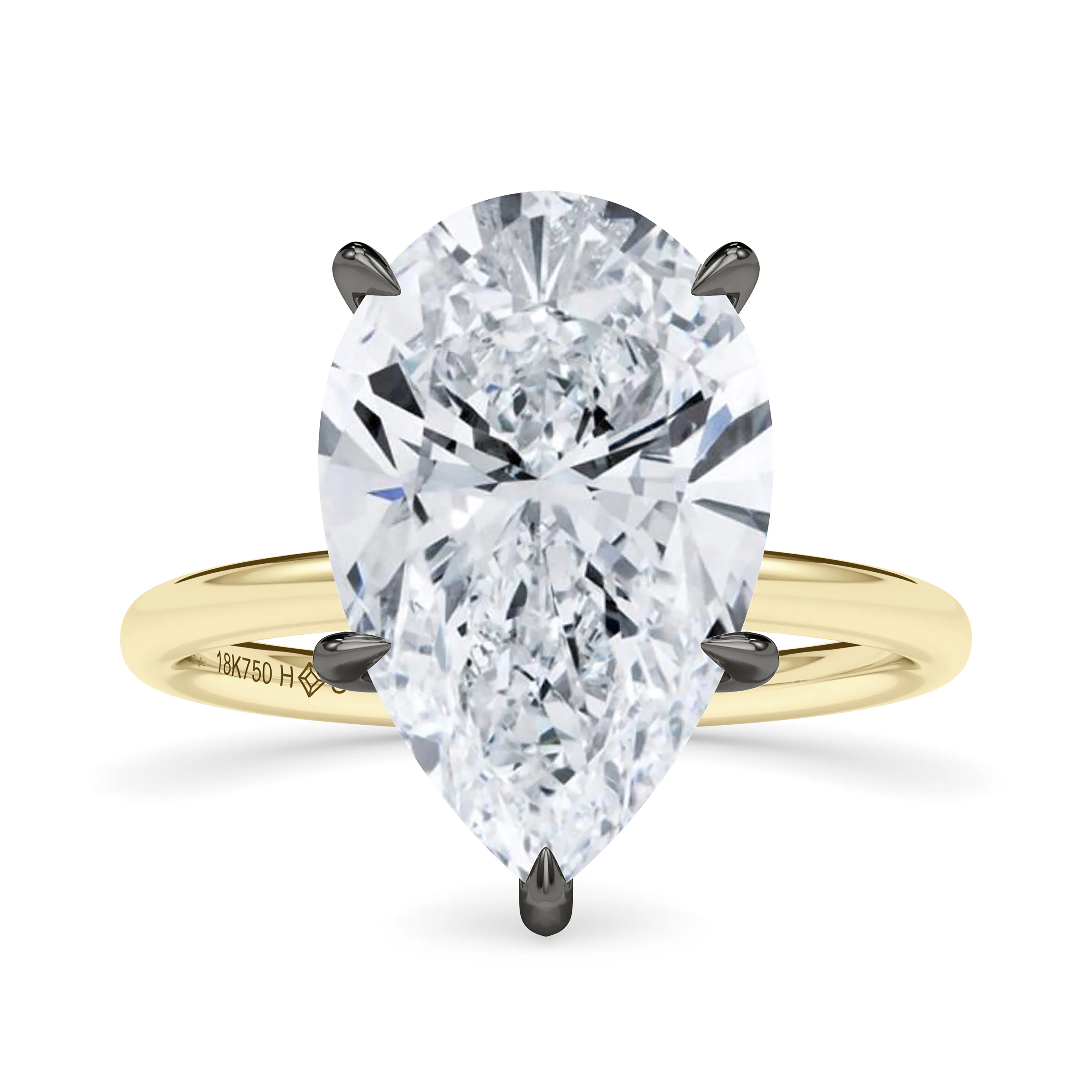Mixed Metal Pear Cut Hidden Halo Diamond Ring