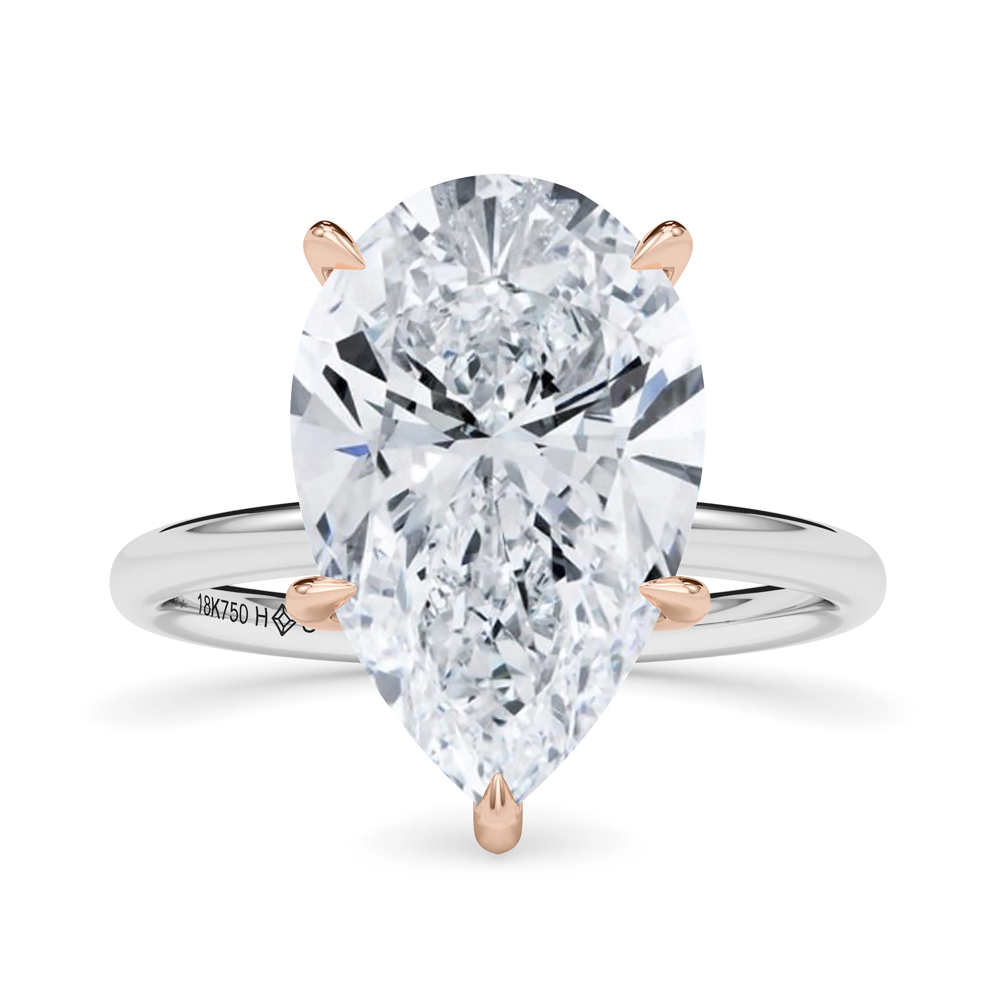 Mixed Metal Pear Cut Hidden Halo Diamond Ring