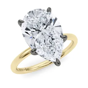 Mixed Metal Pear Cut Hidden Halo Diamond Ring