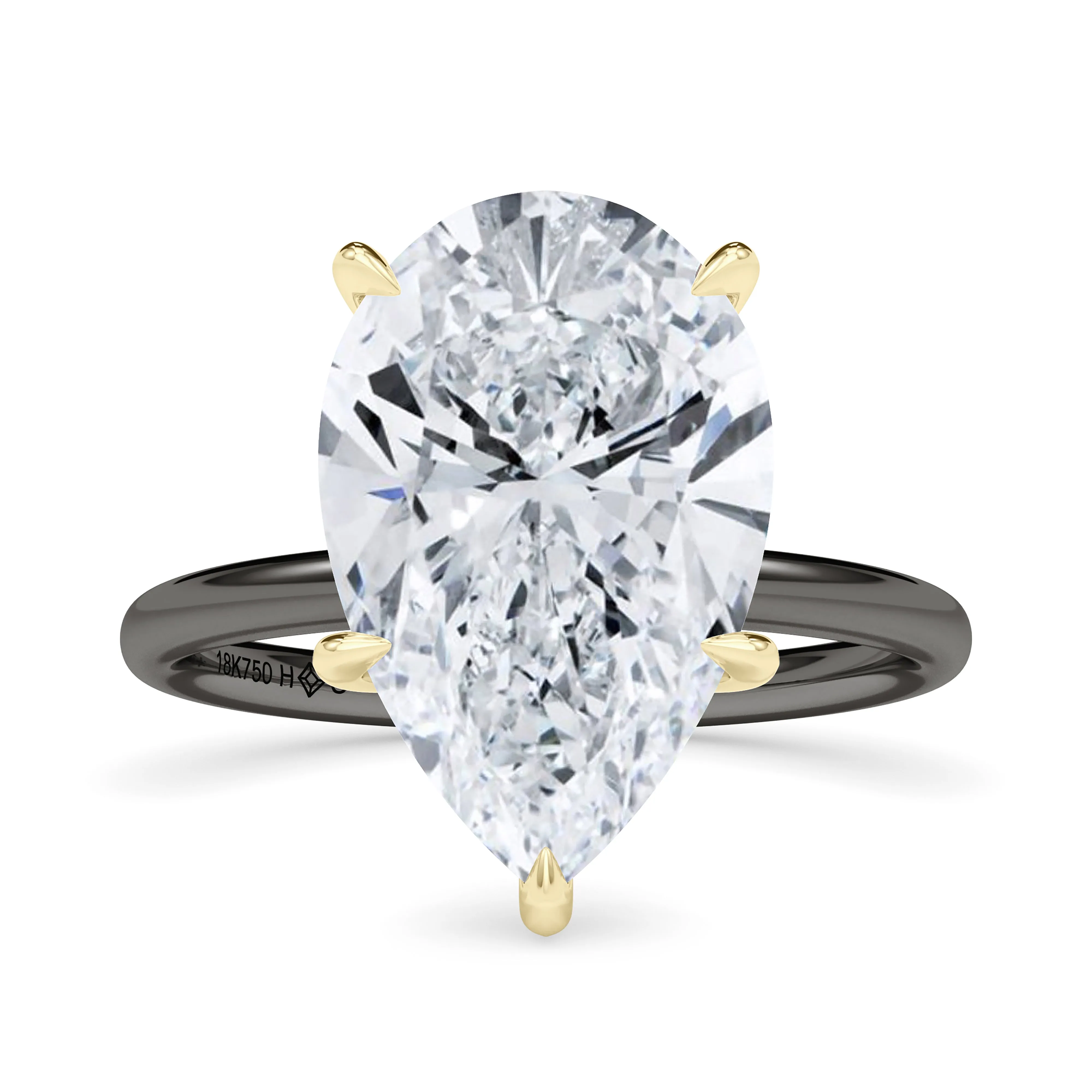Mixed Metal Pear Cut Hidden Halo Diamond Ring