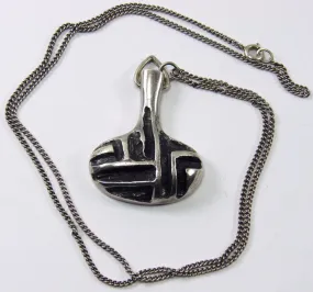 Modernist Sterling Silver Pendant with Chain