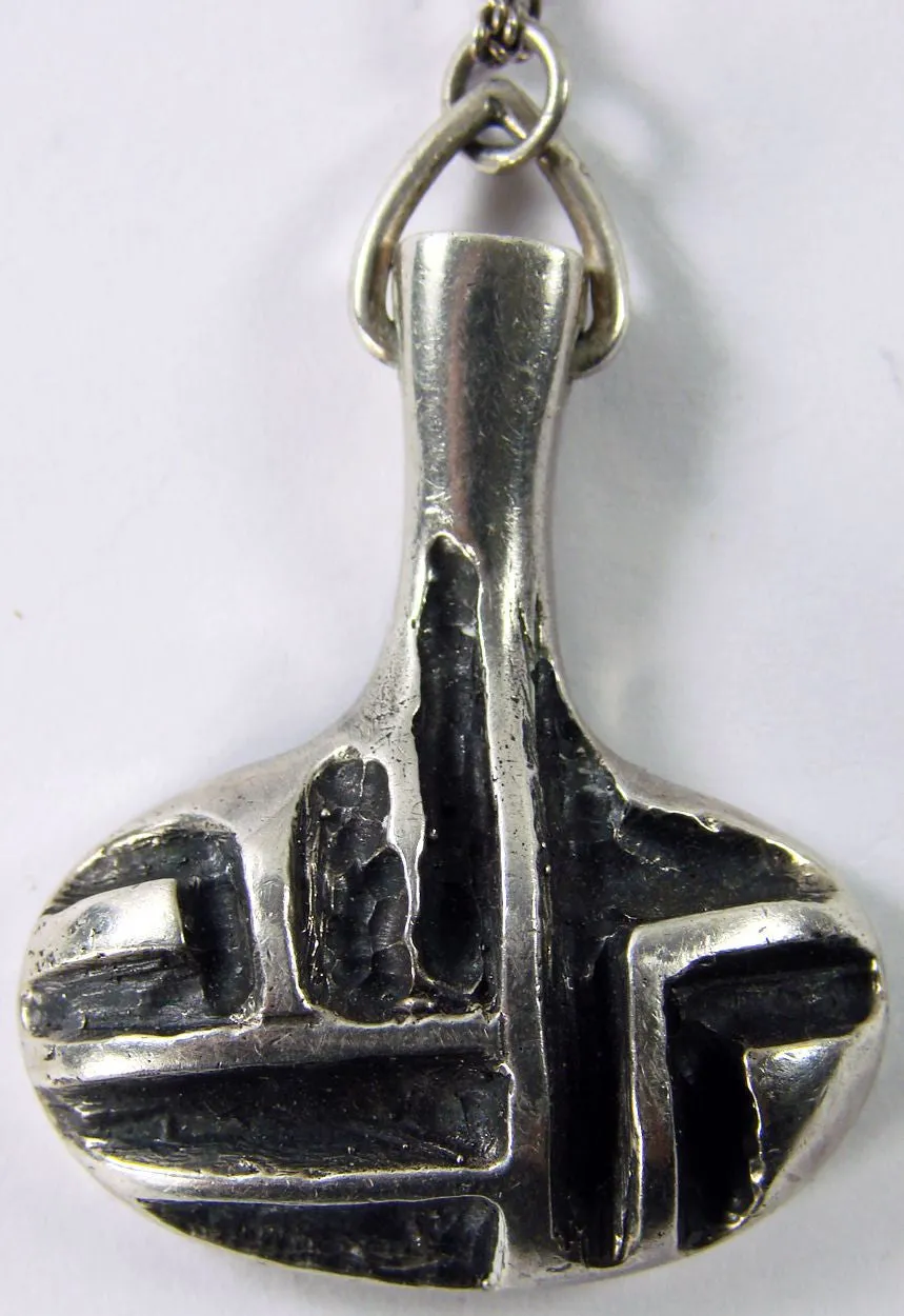 Modernist Sterling Silver Pendant with Chain