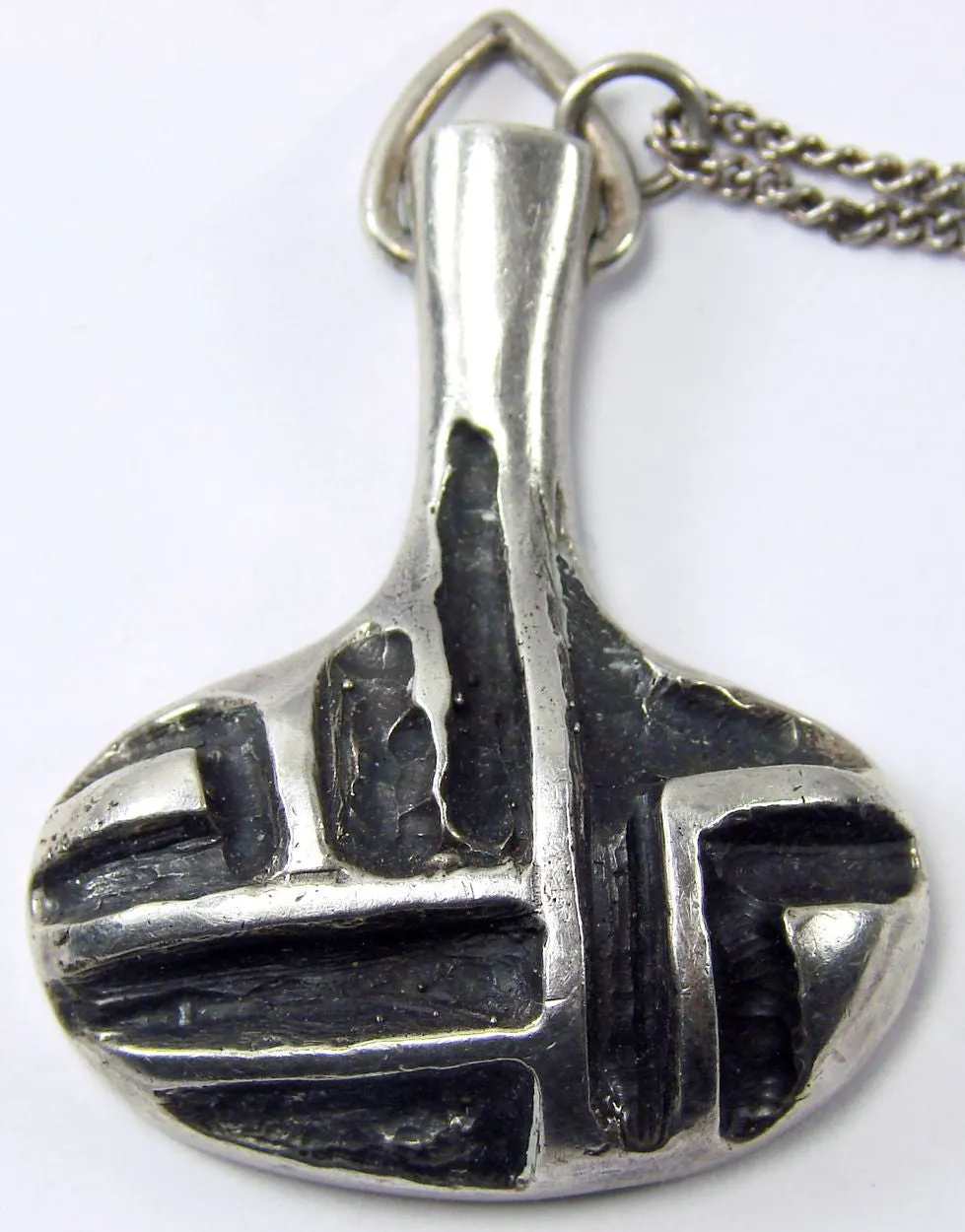 Modernist Sterling Silver Pendant with Chain