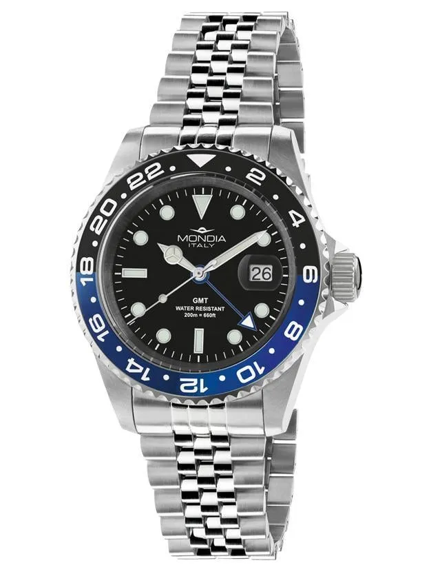Mondia Madison GMT Men's Watch - MI-799-SSBLBK-BK-GB