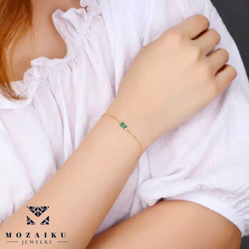 Mozaiku Delicate 14K Yellow Gold Gemstone Bracelet