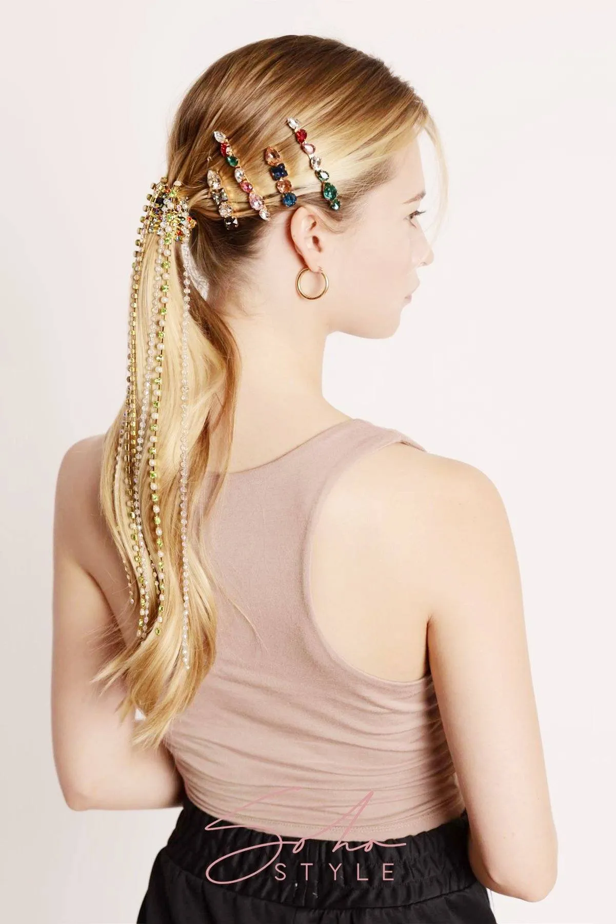 Multi-Colored Bejeweled Barrette set