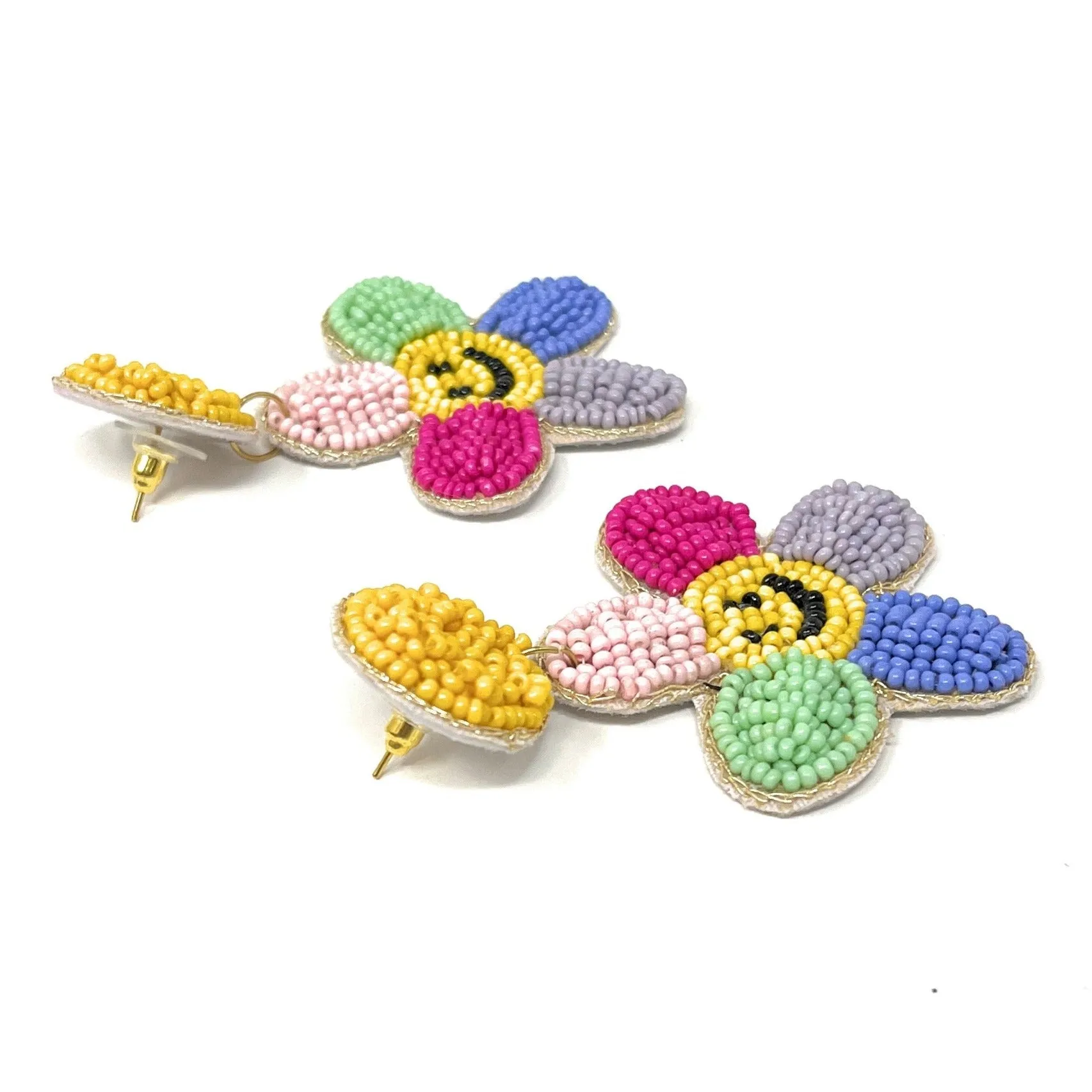 Multicolor Flower Beaded Earrings