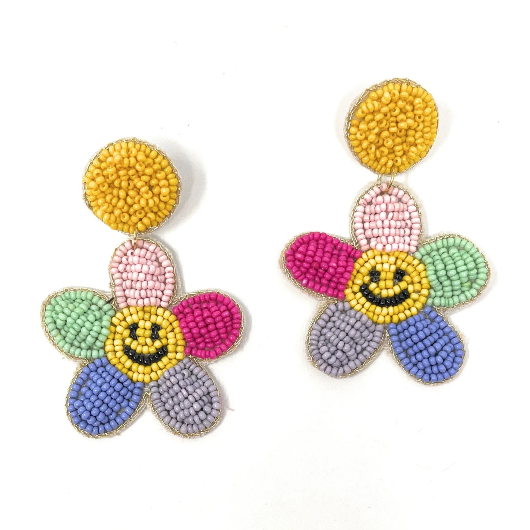 Multicolor Flower Beaded Earrings