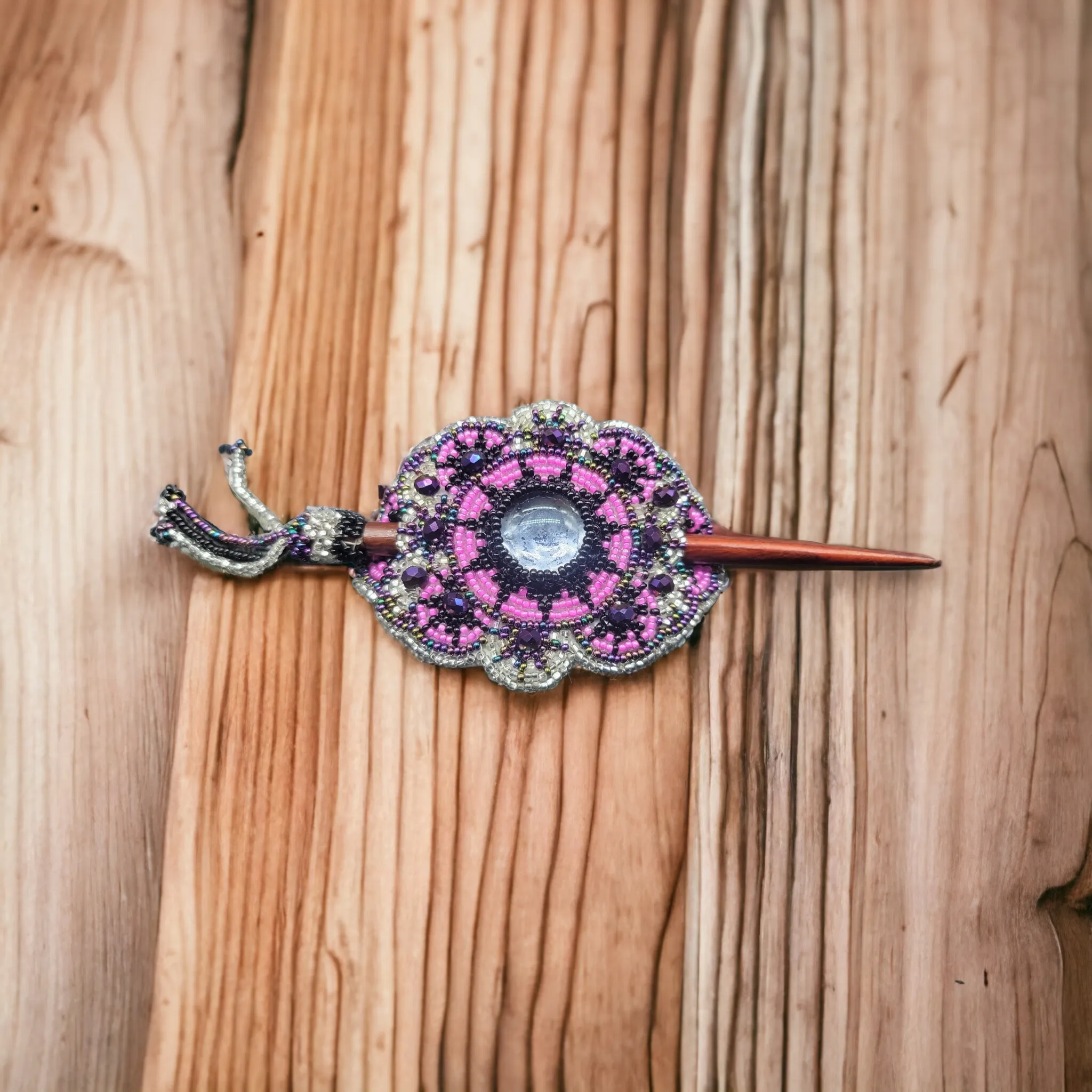 Native American Style  Barrette Purple accent