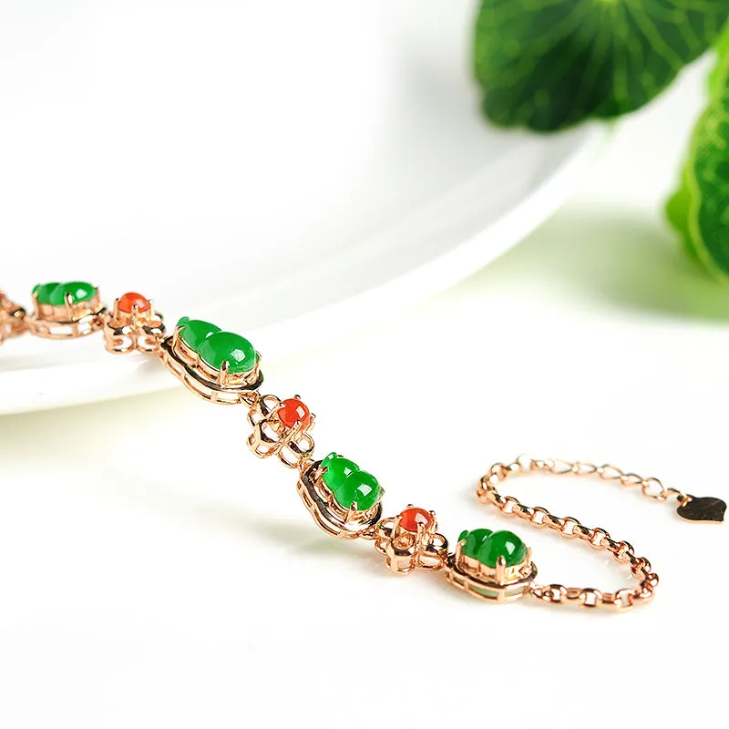 Natural Jade Bracelet Jadeite Gold Bracelet BT01
