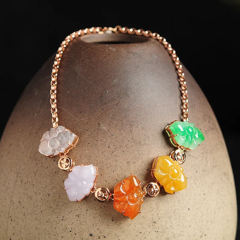 Natural Jade Bracelet Jadeite Gold Butterfly Bracelet BT11