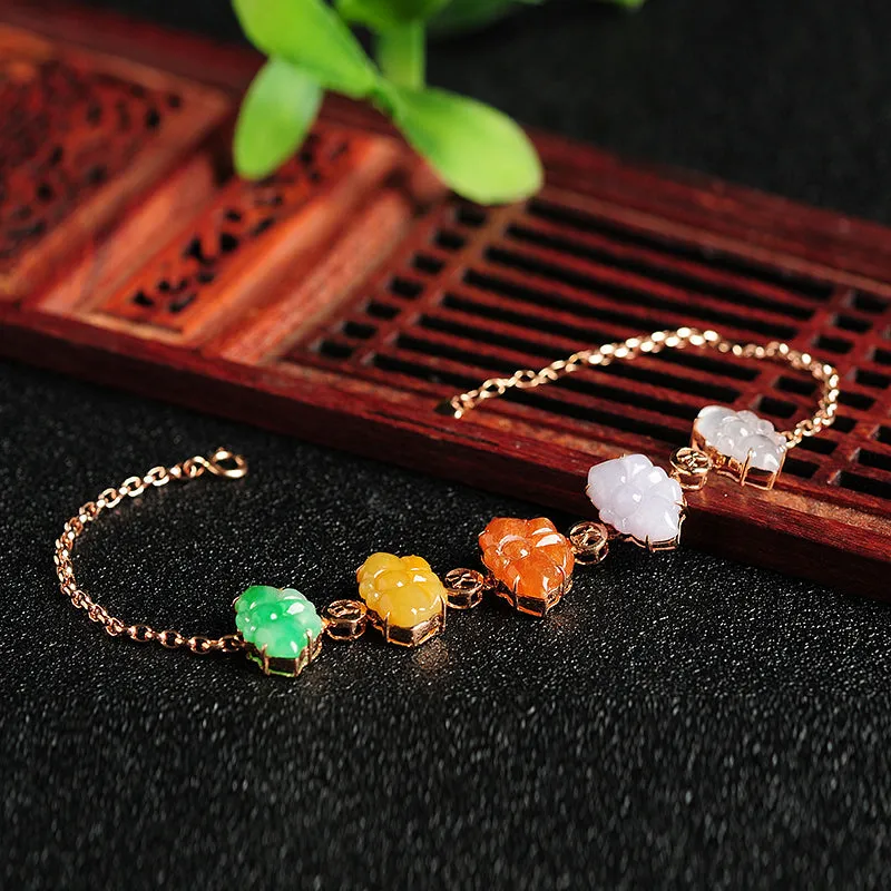 Natural Jade Bracelet Jadeite Gold Butterfly Bracelet BT11