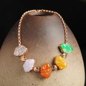 Natural Jade Bracelet Jadeite Gold Butterfly Bracelet BT11