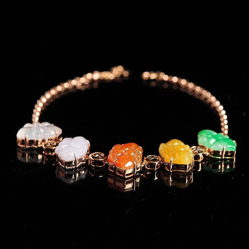 Natural Jade Bracelet Jadeite Gold Butterfly Bracelet BT11