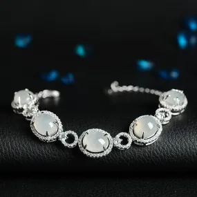 Natural Jade Bracelet Jadeite Silver Bracelet BT107