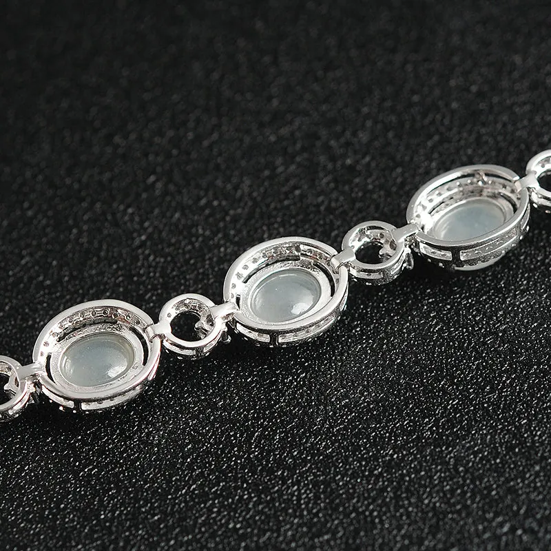 Natural Jade Bracelet Jadeite Silver Bracelet BT107