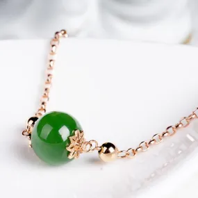 Natural Jade Bracelet Nephrite 18K Gold Bracelet NB154