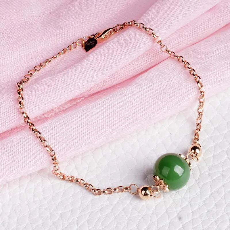 Natural Jade Bracelet Nephrite 18K Gold Bracelet NB154