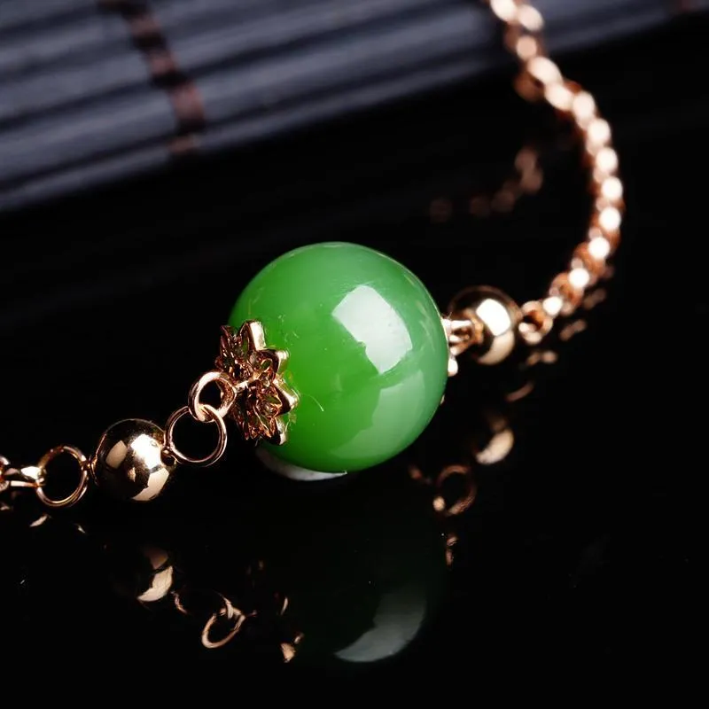 Natural Jade Bracelet Nephrite 18K Gold Bracelet NB154