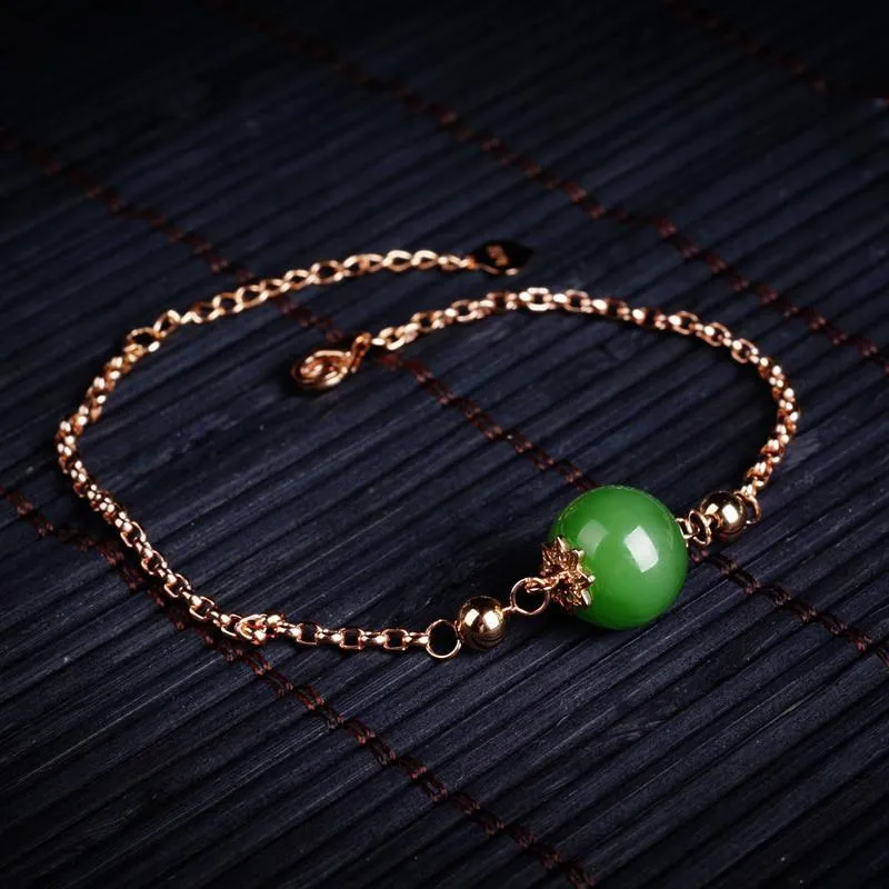 Natural Jade Bracelet Nephrite 18K Gold Bracelet NB154