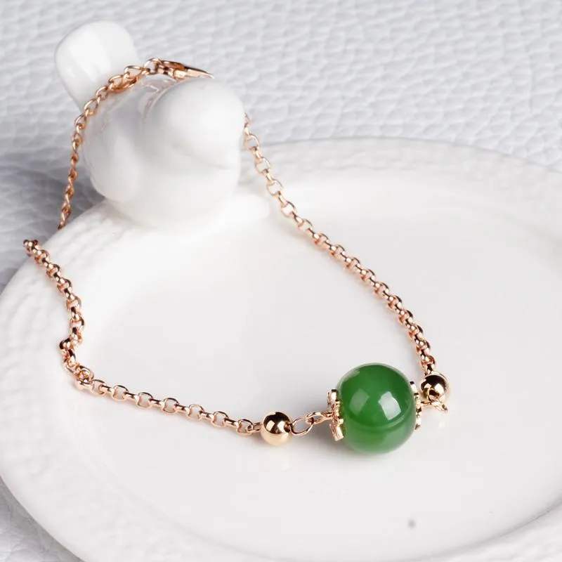 Natural Jade Bracelet Nephrite 18K Gold Bracelet NB154