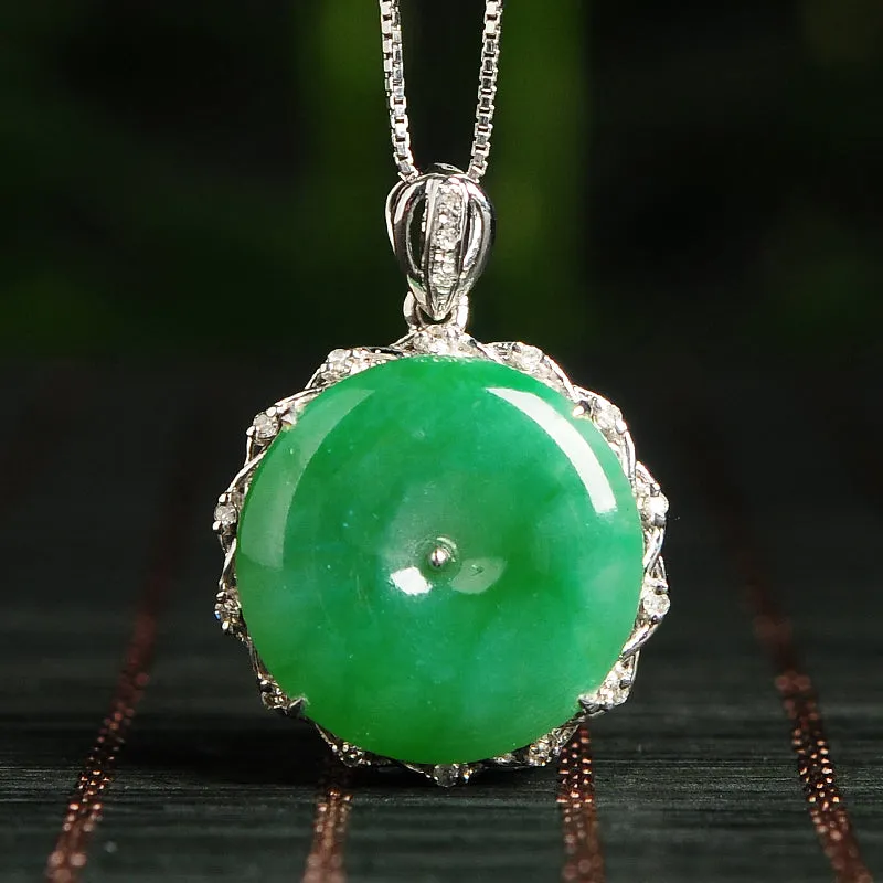 Natural Jade Pendant Jadeite Gold Pendant PT70