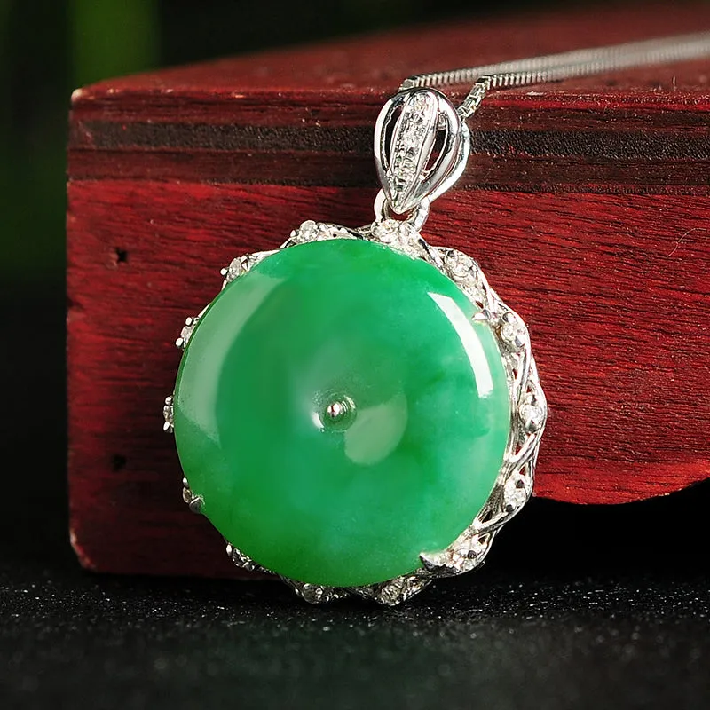 Natural Jade Pendant Jadeite Gold Pendant PT70