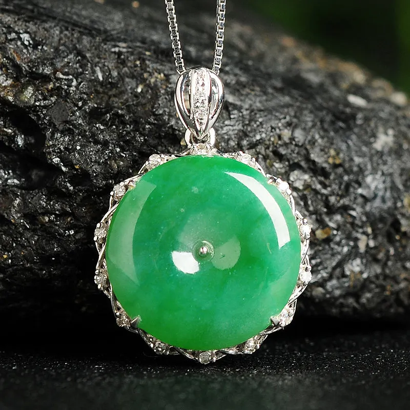 Natural Jade Pendant Jadeite Gold Pendant PT70
