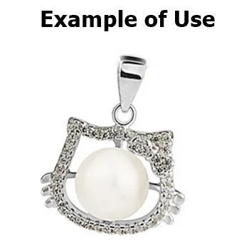 Necklace Pendant Setting Blank 7.5mm 1pc 1.4g 925 Sterling Silver Cat Shape Base for 1 Pearl Bead CZ Semi Mount Wholesale Available