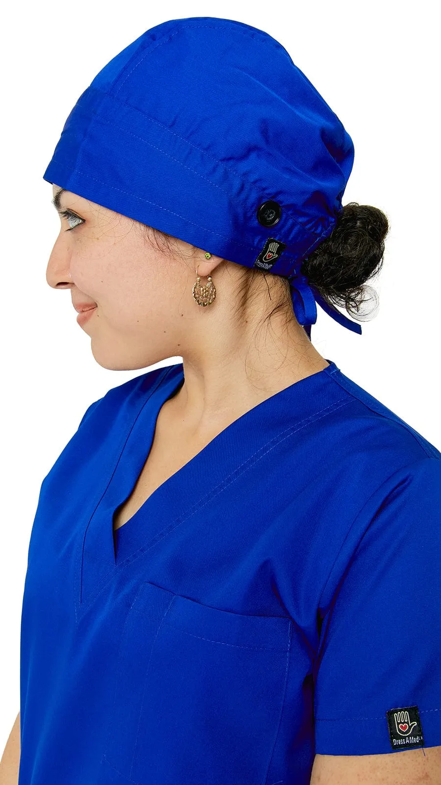 Nurse Skull Cap Hat with Mask Extending Buttons