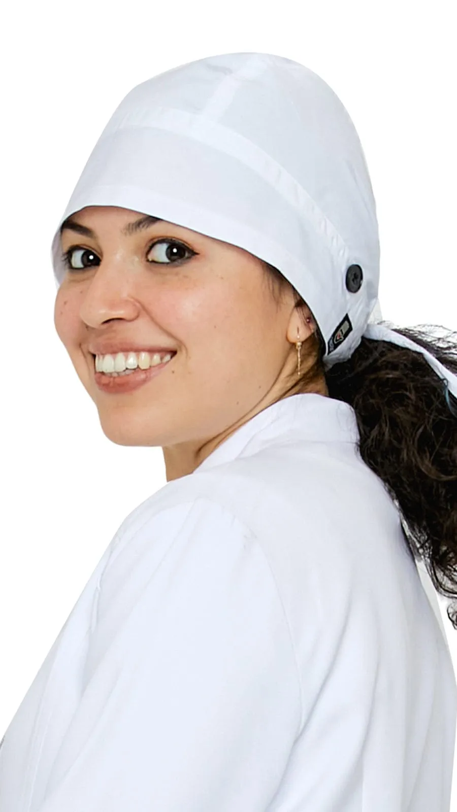 Nurse Skull Cap Hat with Mask Extending Buttons