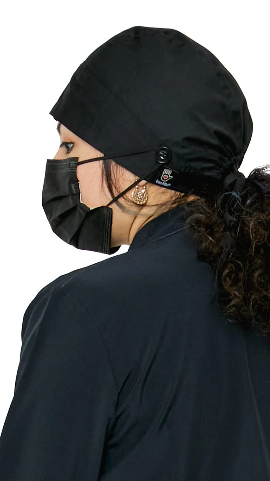 Nurse Skull Cap Hat with Mask Extending Buttons
