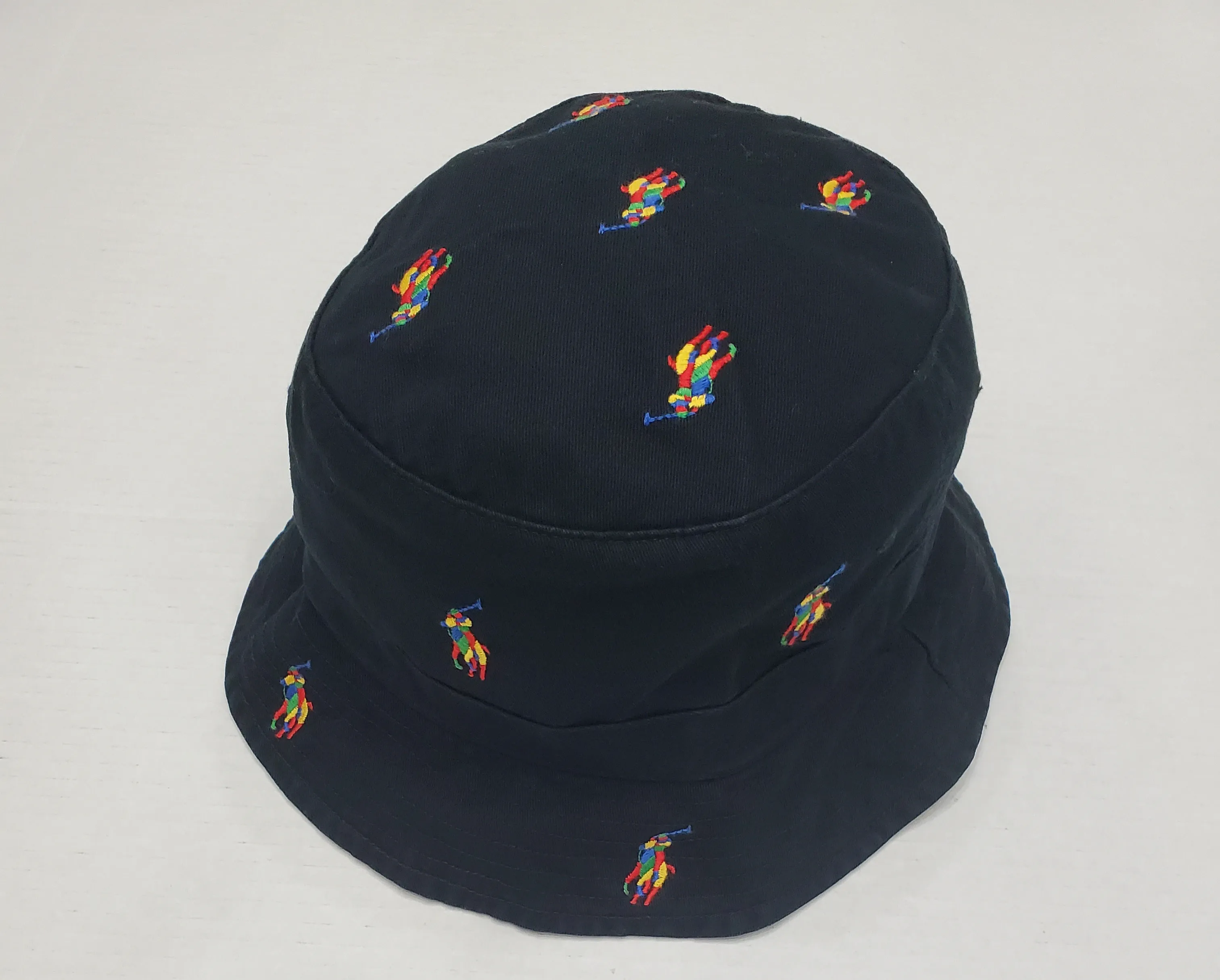 Nwt  Polo Ralph Black Embroidered Small Pony Bucket Hat