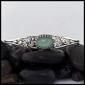 Oak Leaf Cuff Bracelet with Adventurine