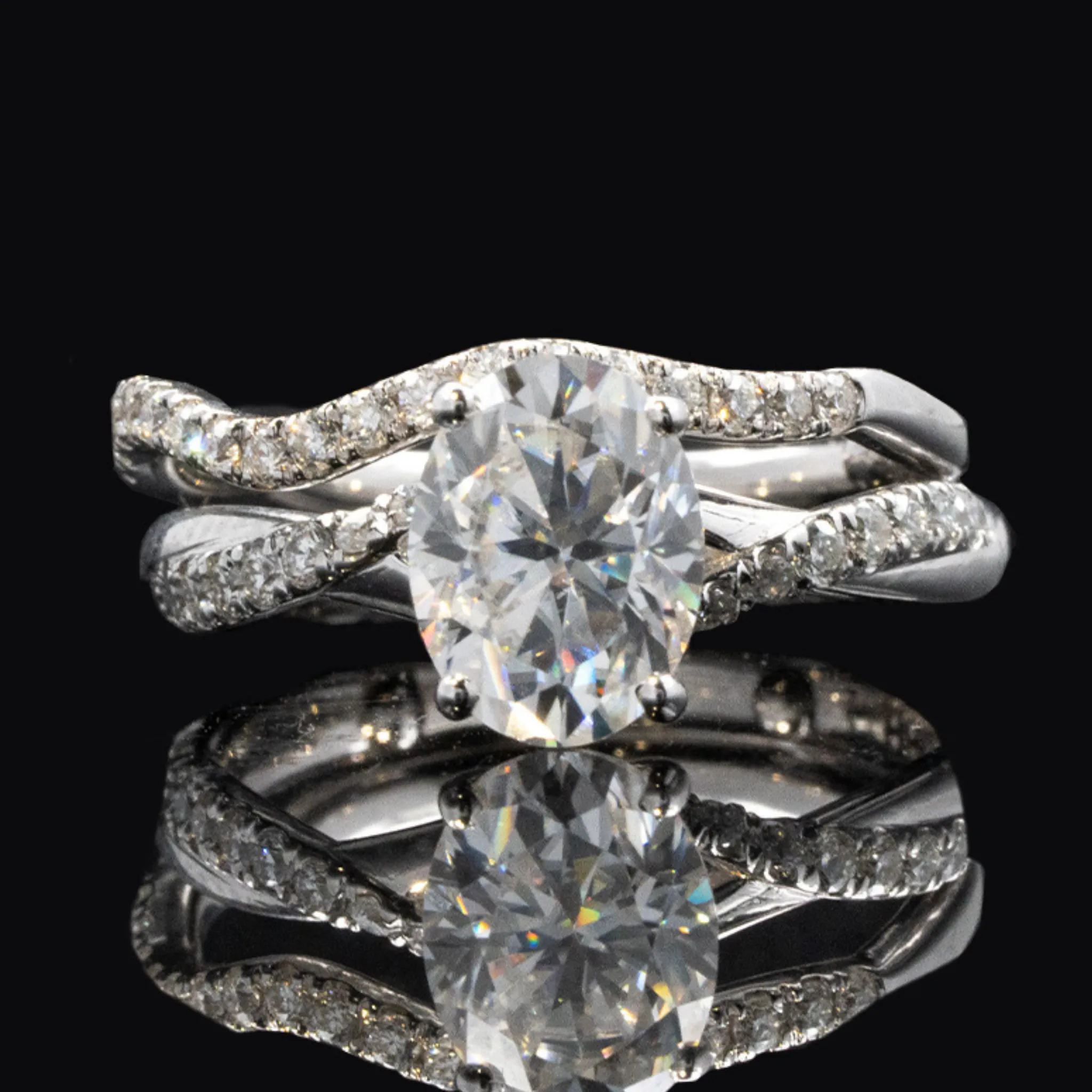 Oval Diamond Twist Engagement Ring