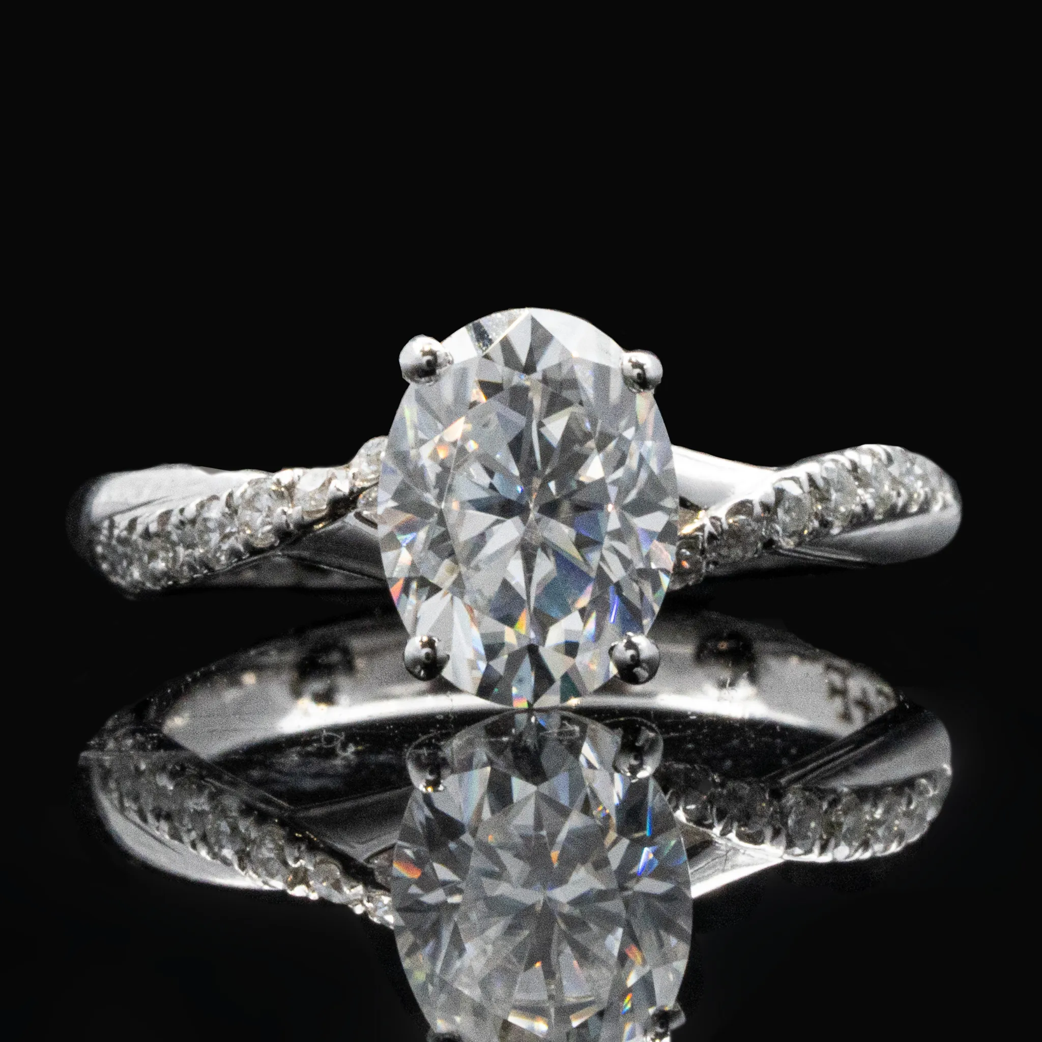 Oval Diamond Twist Engagement Ring
