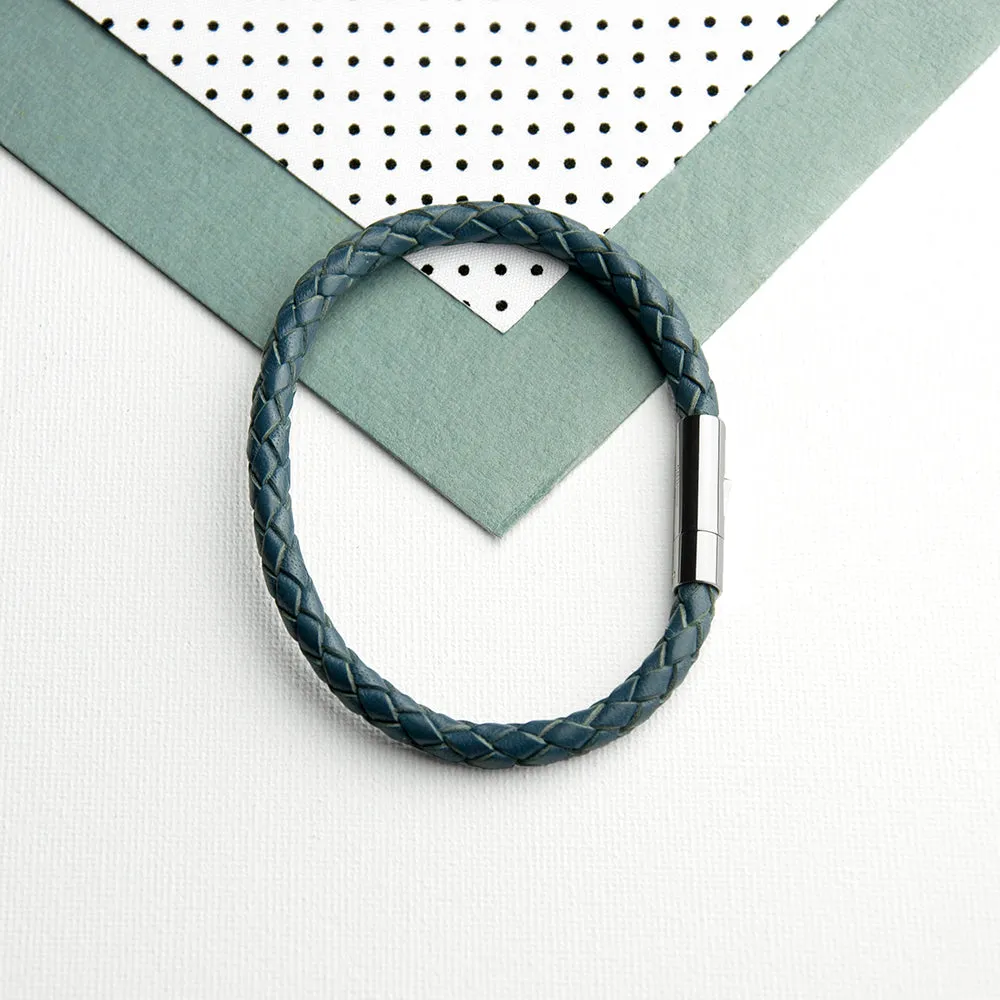Personalised Men's Capsule Tube Woven Bracelet In Aegean Blue