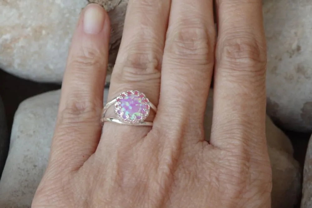 Pink Opal Silver Ring