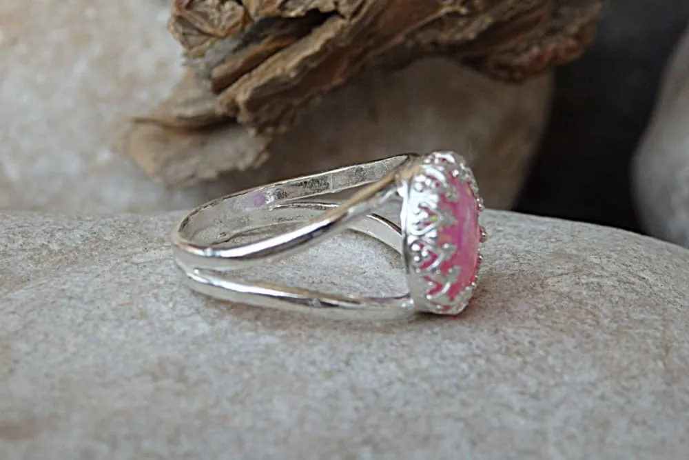 Pink Opal Silver Ring