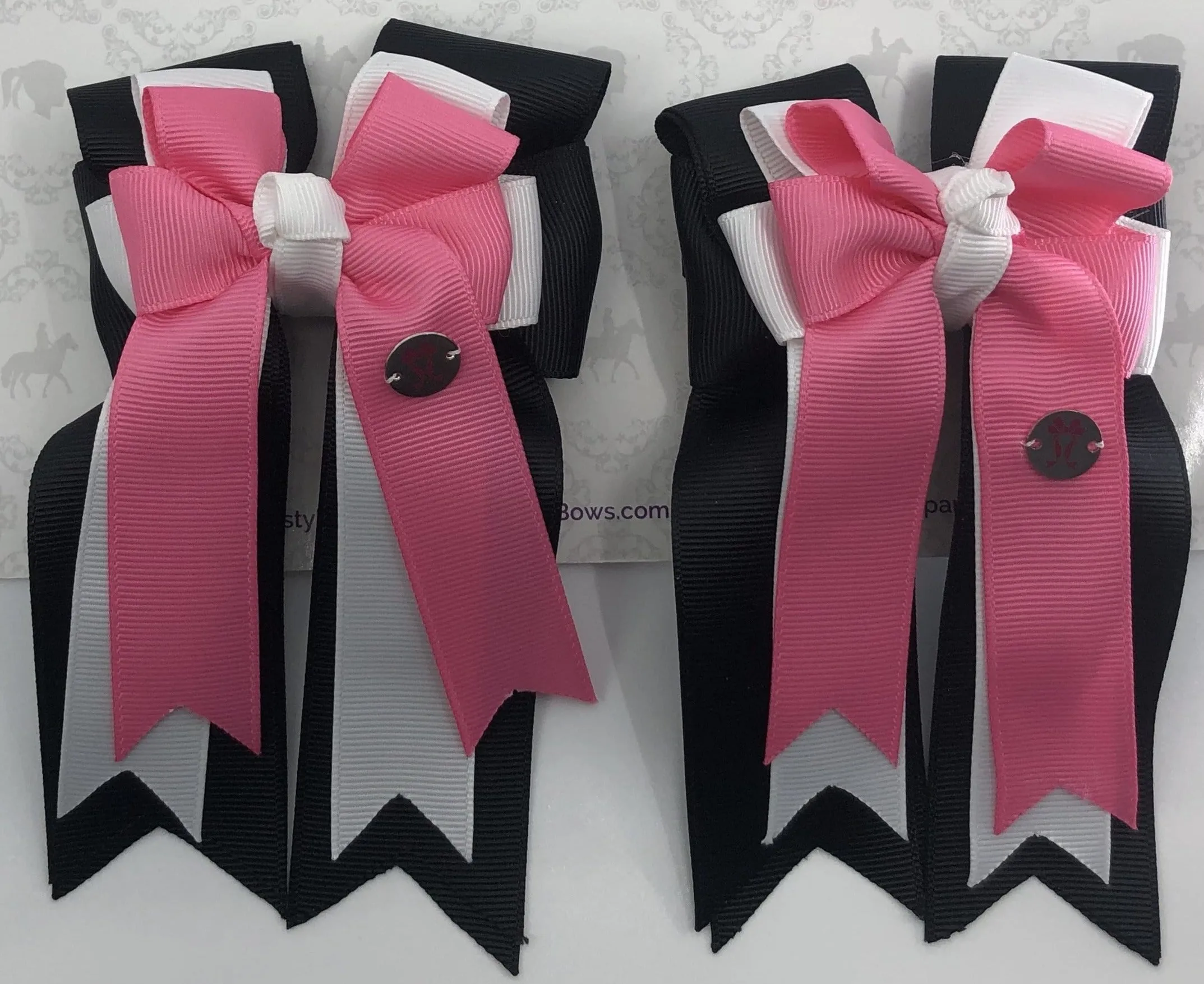 PonyTail Bows- Black White Pink