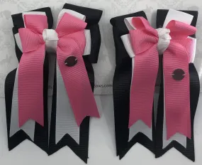 PonyTail Bows- Black White Pink
