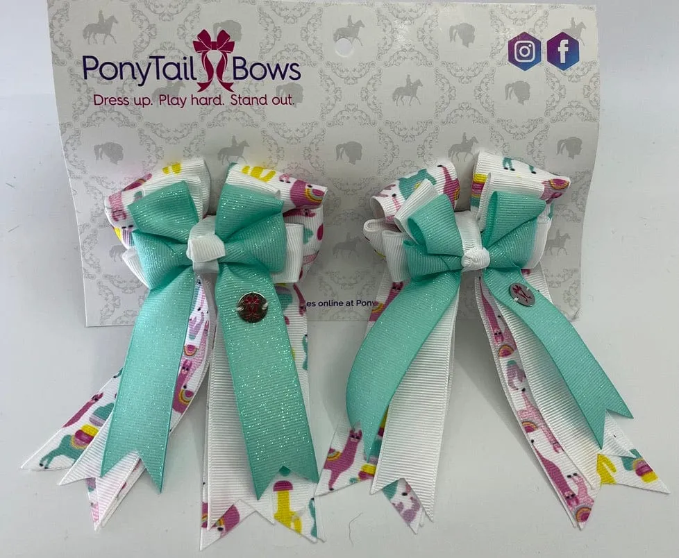 PonyTail Bows- Drama Llama-Aqua