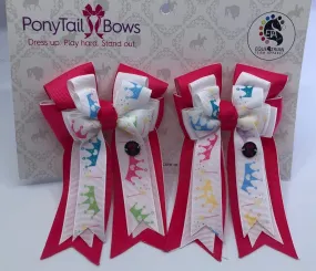 PonyTail Bows- Hot Pink Crowns