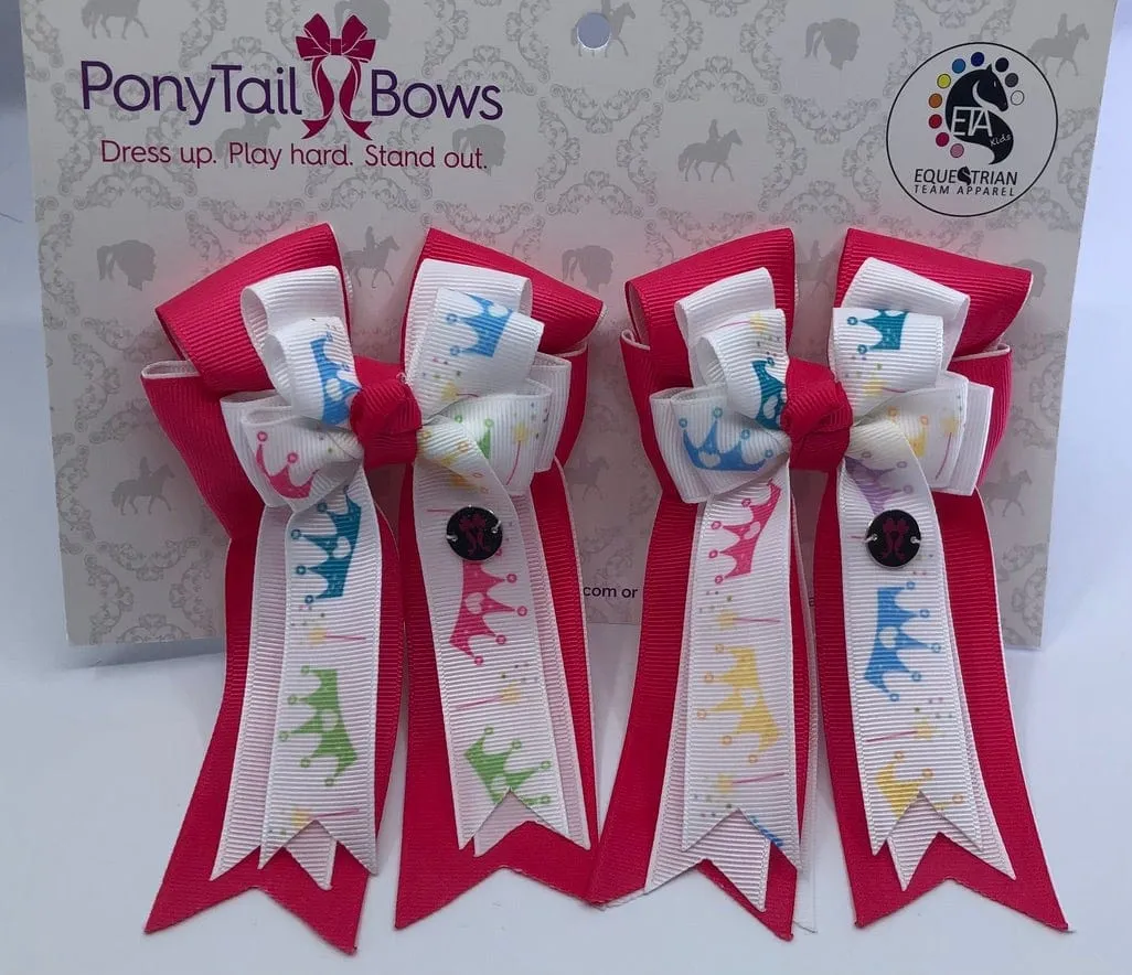 PonyTail Bows- Hot Pink Crowns