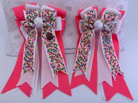 PonyTail Bows- Hot Pink Mini Sprinkles