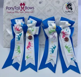 PonyTail Bows- Ocean Blue Crowns